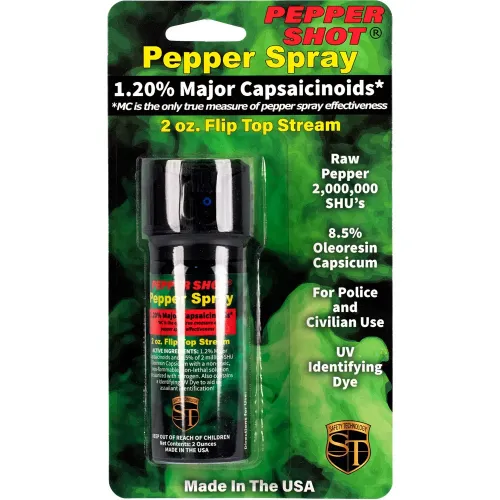 Pepper Shot 1.2% MC 2 oz pepper spray stream flip top