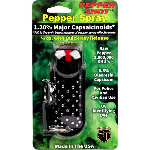 Pepper Shot 1.2% MC 1/2 oz Halo Rhinestone Holster Black