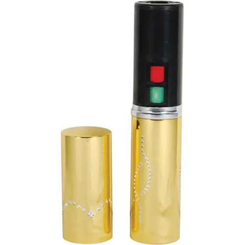 25,000,000 Volt Rechargeable Lipstick Stun Gun with Flashlight, gold