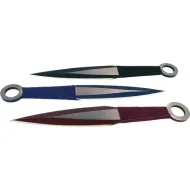 3 Piece Throwing Knife Assorted, black, blue, red Color 