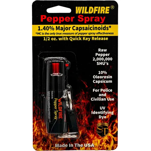 Wildfire 1.4% MC 1/2 oz pepper spray belt clip and quick release keychain
