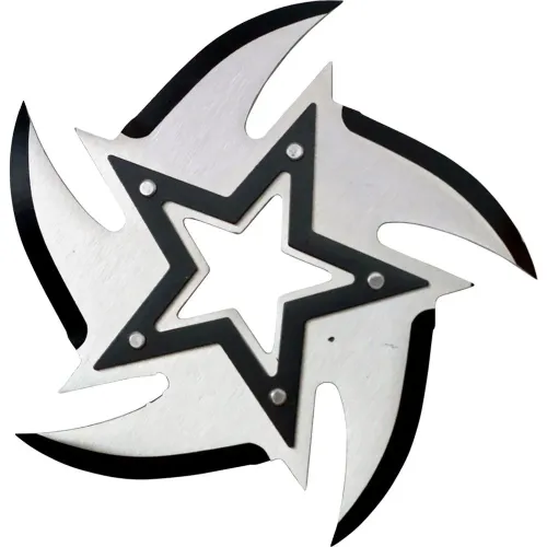 4" Chrome 5 point Stainless Steel throwing star with black star